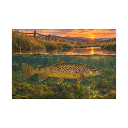 Meadow Over-Under Brown Trout canvas, 24x16 size view