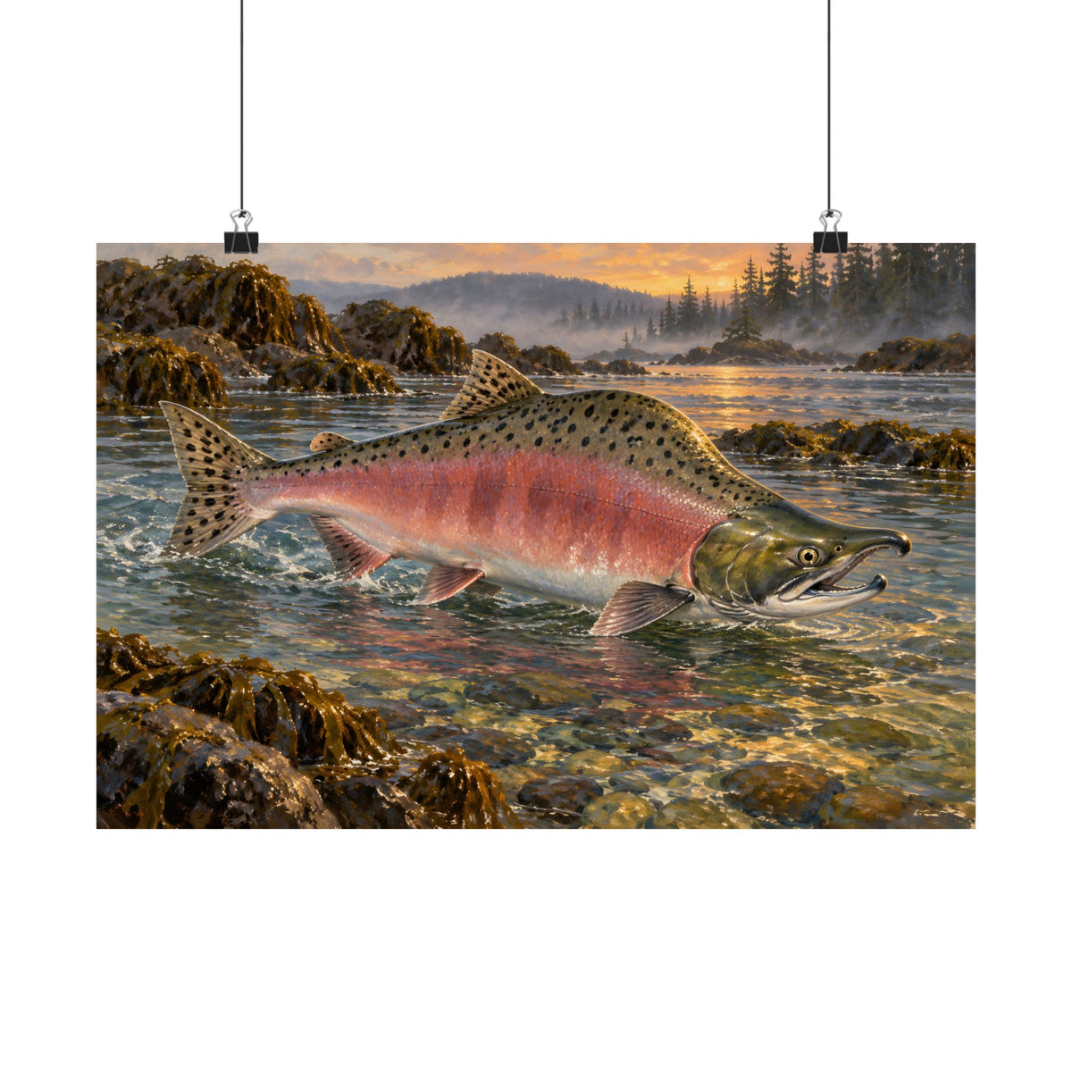 Alaskan Dusk Pink Salmon poster wall art, view 2