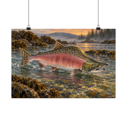 Alaskan Dusk Pink Salmon poster wall art, view 2