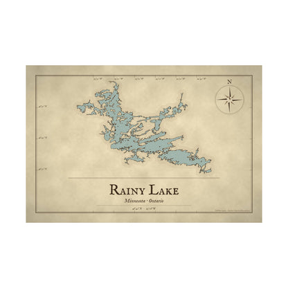 Rainy Lake Vintage Map poster wall art, view 4