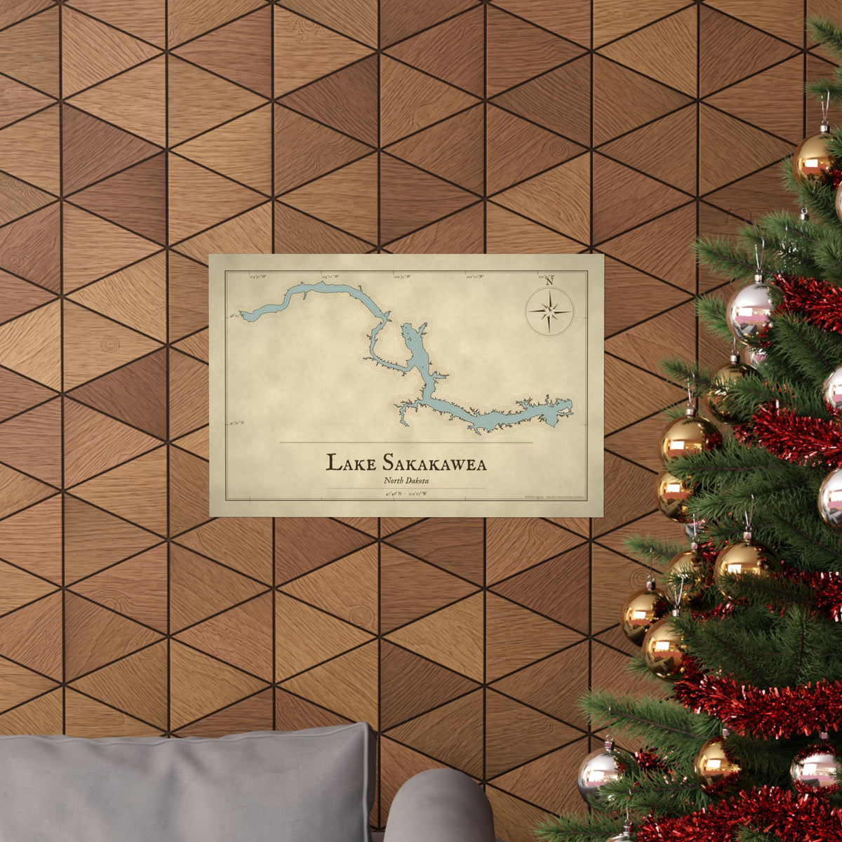 Lake Sakakawea Vintage Map poster wall art, view 6