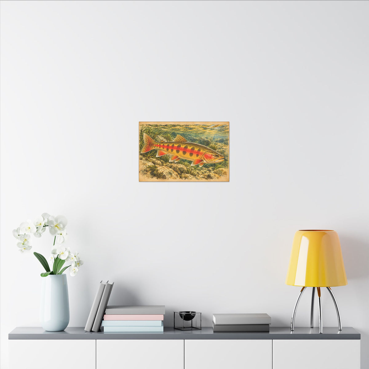 Vintage Underwater Portrait Golden Trout canvas wall art, view 6