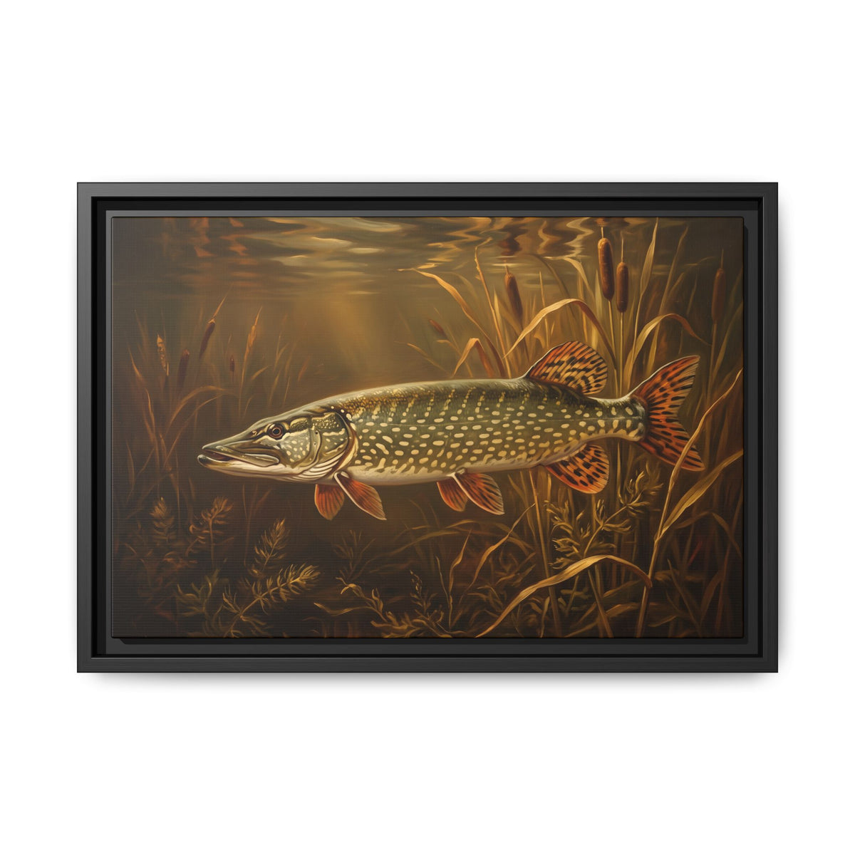 Old Masters Oil Northern Pike framed canvas, 24x16 size view