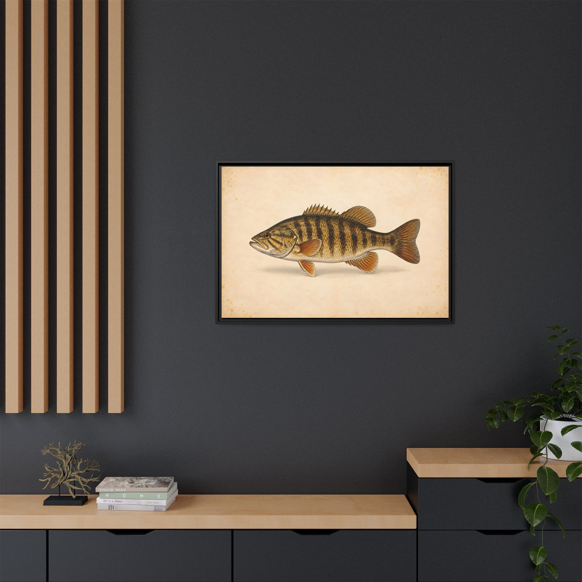 Smallmouth Bass Field Study Framed Canvas wall art, view 6