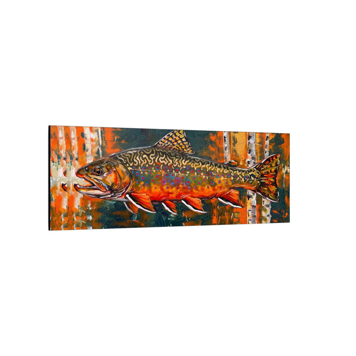 Legends Bold Spawning Brook Trout Panorama long canvas wall art, view 4