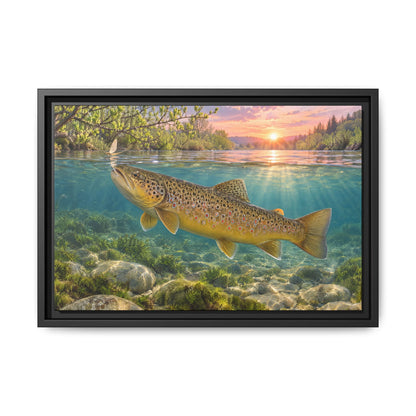 Spring Rise Brown Trout framed canvas wall art, view 2