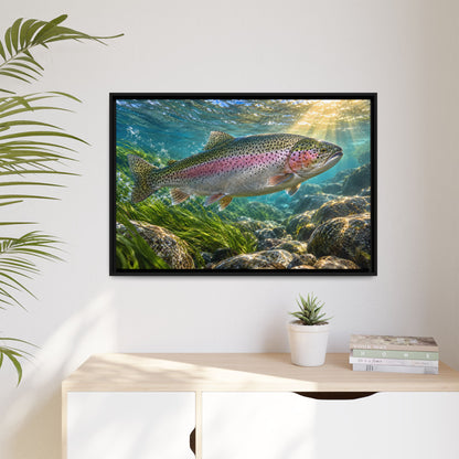 River of Gold Rainbow Trout framed canvas wall art, view 5