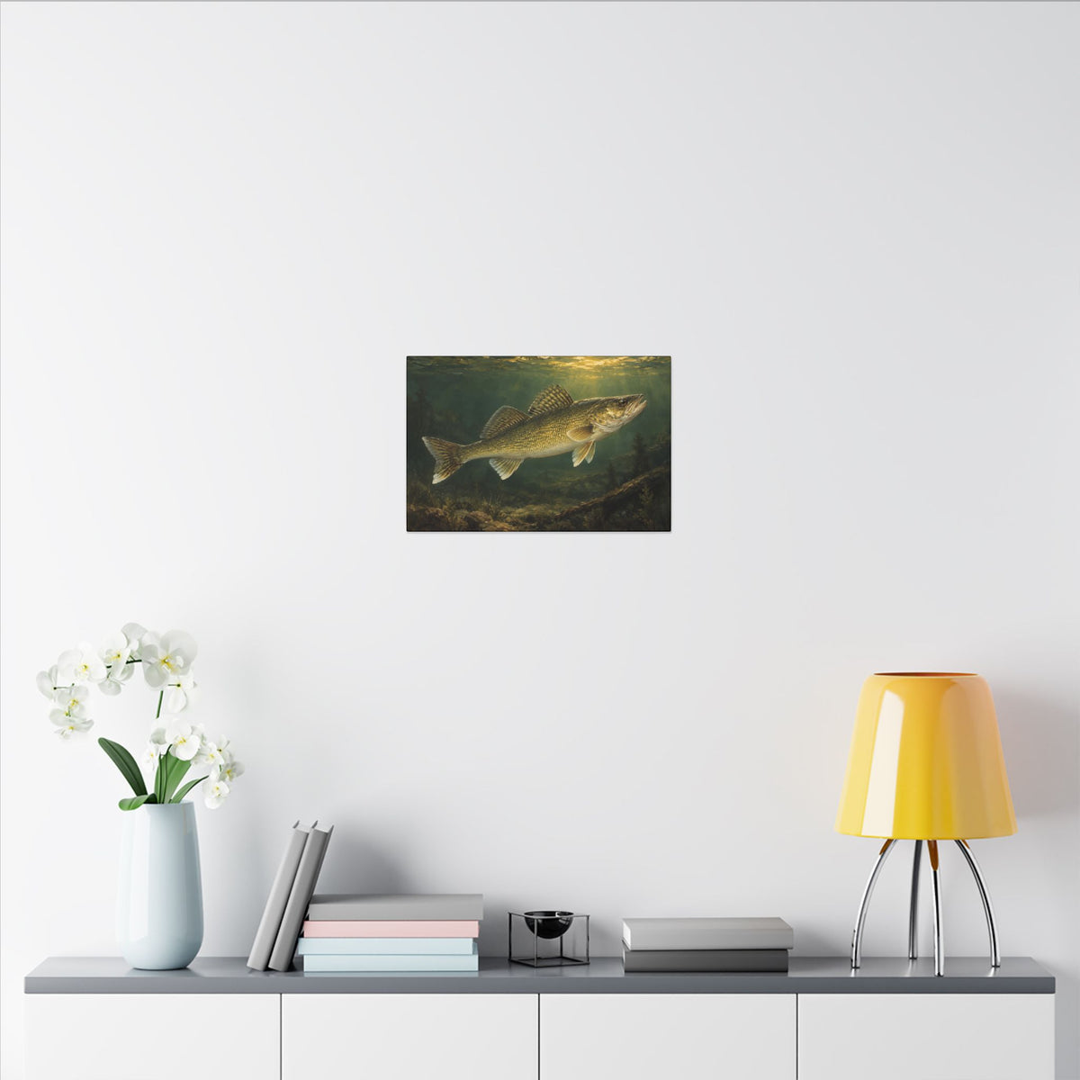 Classic Sporting Oil Walleye canvas in a home office