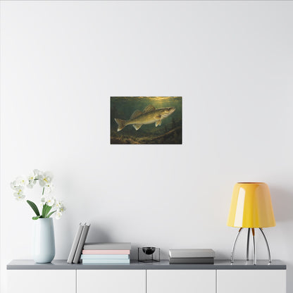 Classic Sporting Oil Walleye canvas in a home office