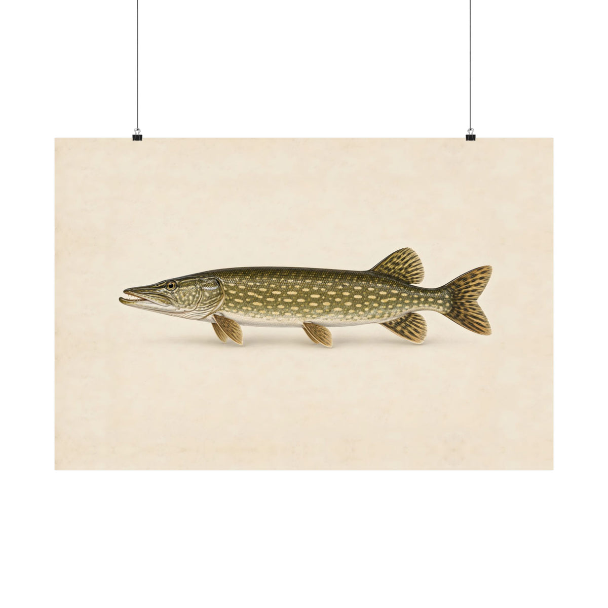 Northern Pike Field Study poster wall art, 36x24 size view
