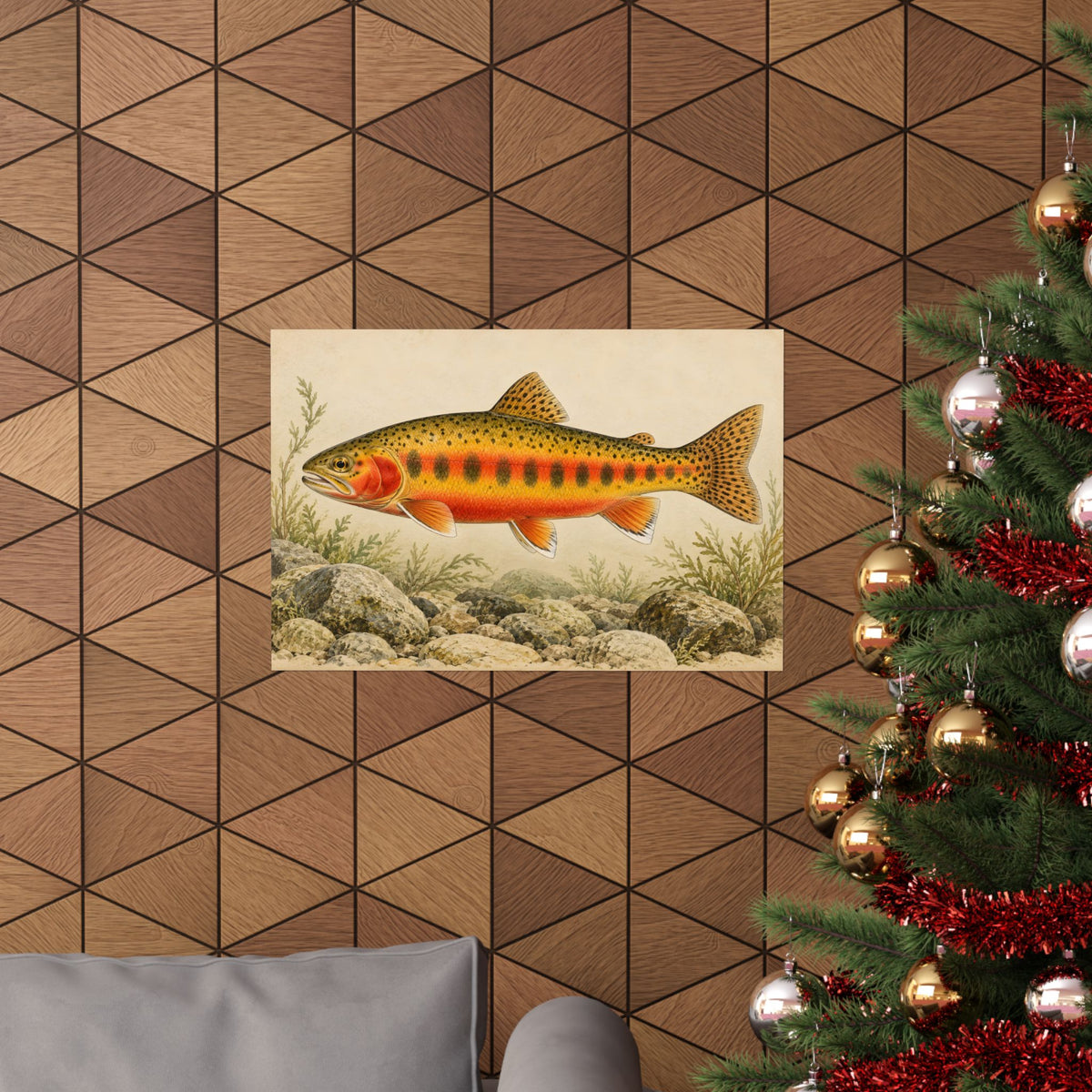 Vintage Stream Study Golden Trout poster wall art, view 6