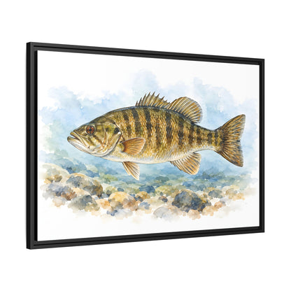 Watercolor Pebbles Smallmouth Framed Canvas wall art, view 4
