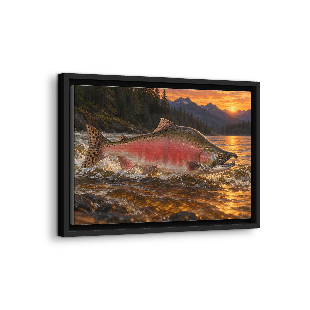 River Light Pink Salmon framed canvas wall art, view 4