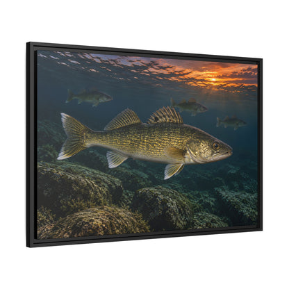 Reef Pack at Dusk Walleye framed canvas side angle