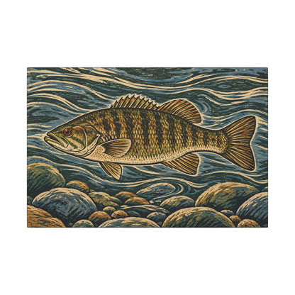 Woodcut River Smallmouth Canvas wall art, view 2
