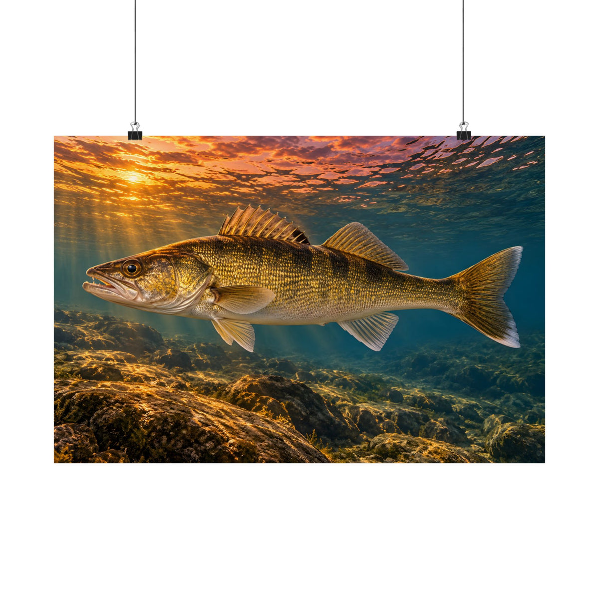 Last Light Walleye poster wall art, 18x12 size view