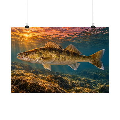 Last Light Walleye poster wall art, 24x16 size view