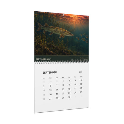 2027 Muskie Wall Calendar — Fish Art with Best Fishing Days