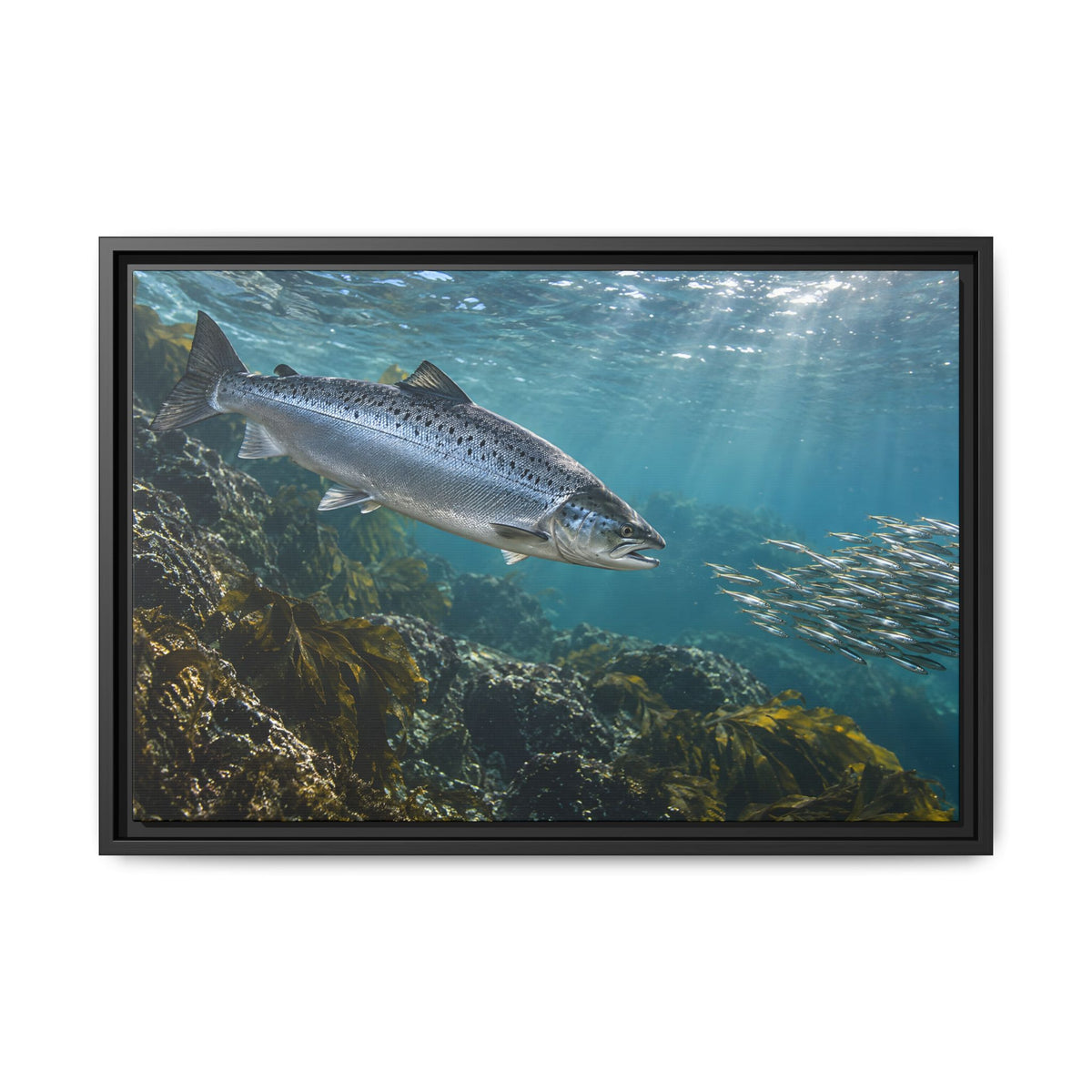 Emerald Pool Passage Salmon framed canvas wall art, view 3