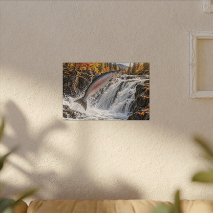 Autumn Falls Leap Salmon canvas wall art, view 5