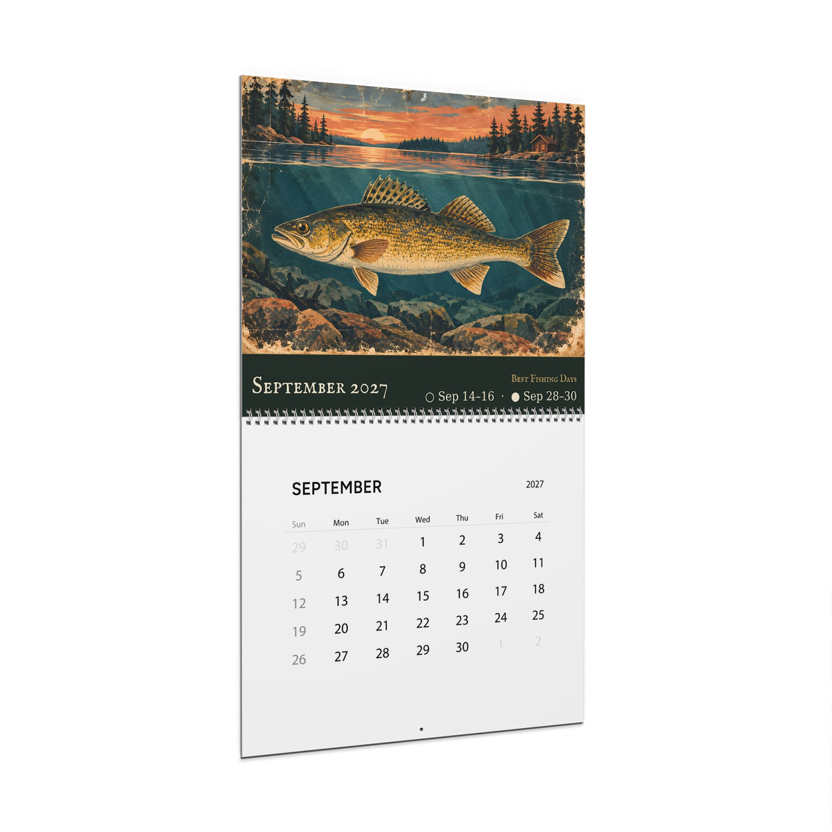 2027 Walleye Wall Calendar — Fish Art with Best Fishing Days