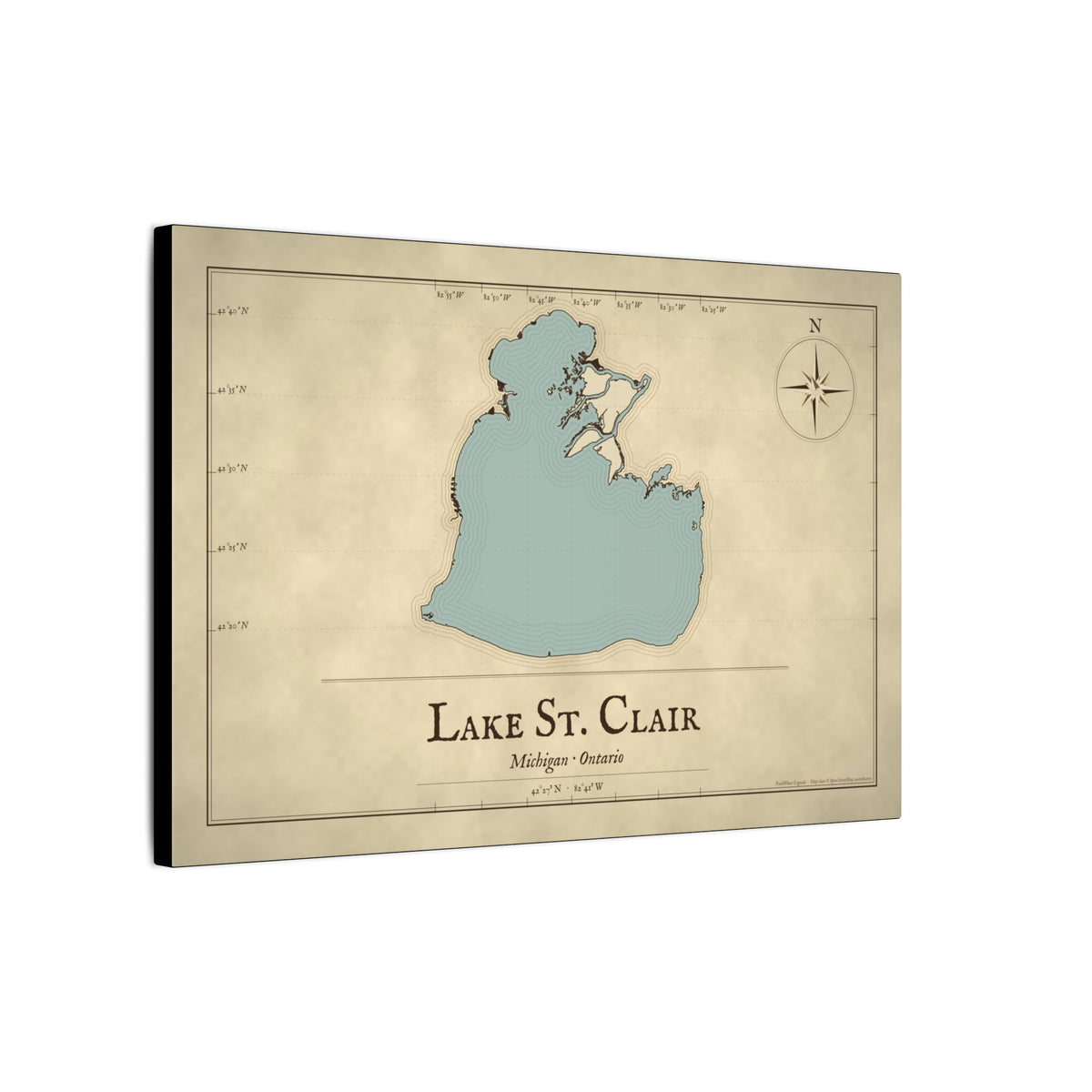 Lake St. Clair Vintage Map canvas wall art, view 4