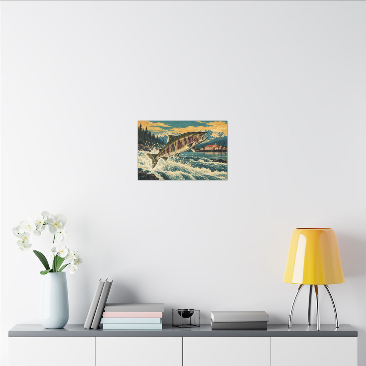 Cannery Leap Chum Salmon canvas wall art, view 6