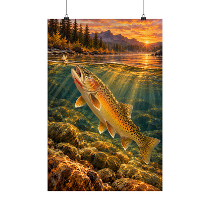Red Throat at Dusk Cutthroat Trout vertical poster wall art, 16x24 size view