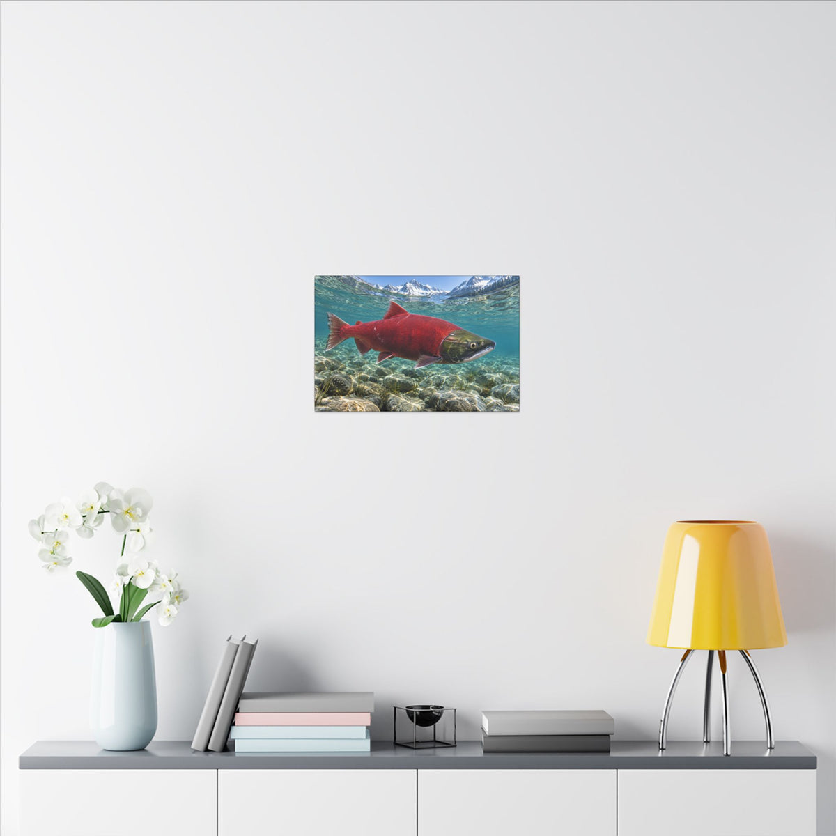 Ruby of the Shallows Sockeye Salmon canvas wall art, view 6
