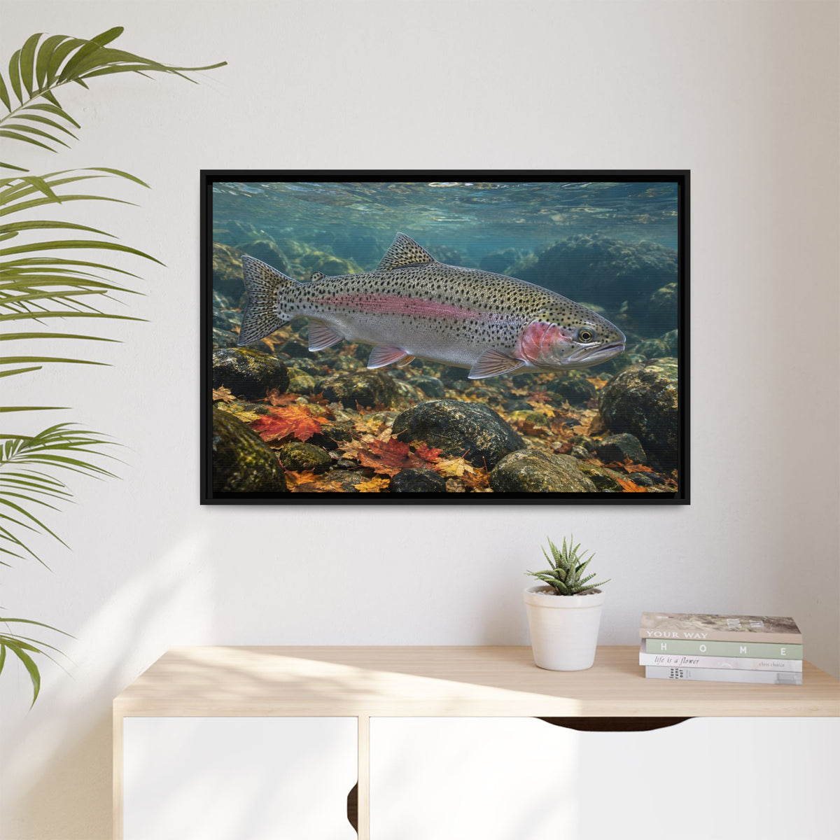 Autumn Rainbow Rainbow Trout framed canvas wall art, view 5