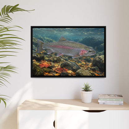 Autumn Rainbow Rainbow Trout framed canvas wall art, view 5