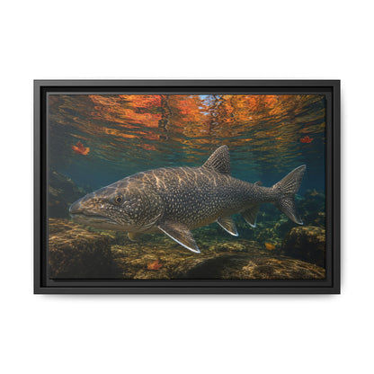 Autumn Granite Lake Trout framed canvas wall art, view 2