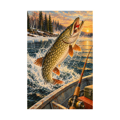 Strike by the Boat Northern Pike poster wall art, view 2