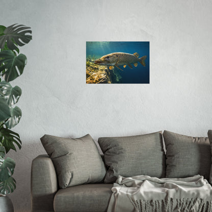 Northern Pike Deep Water Cruise Fine Art Print — Museum-Quality Giclée for Anglers