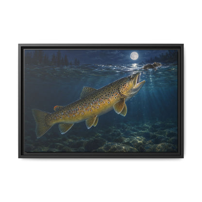 Midnight Mouse Brown Trout framed canvas, 36x24 size view
