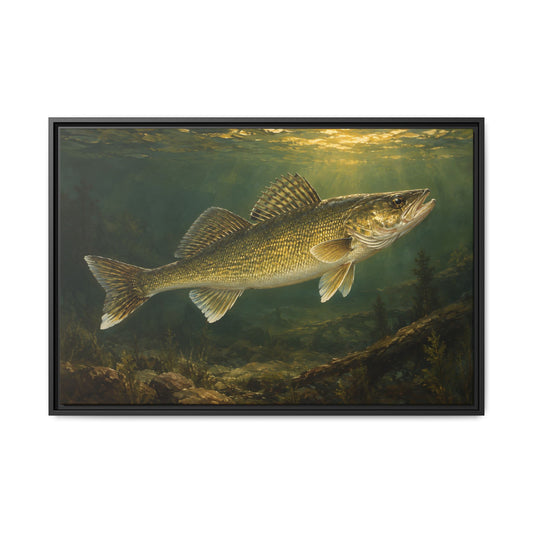 Classic Sporting Oil Walleye framed canvas, 18x12 size view