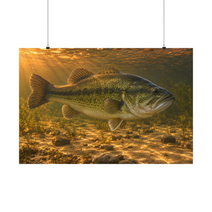 Copper Evening Flats Largemouth Bass poster wall art, 36x24 size view