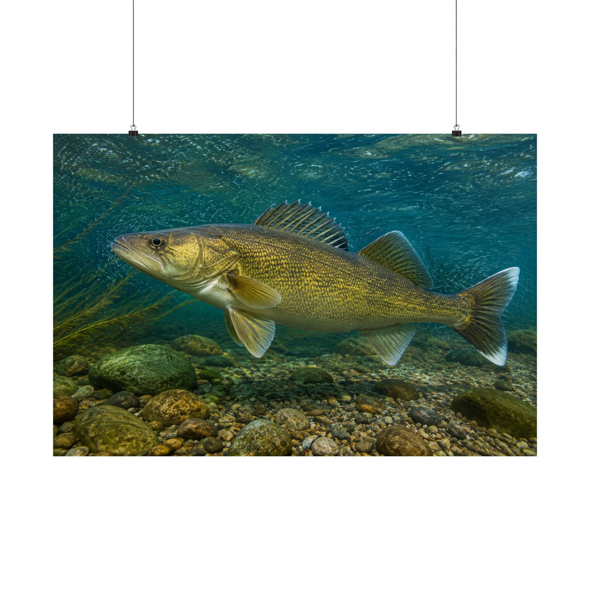 Walleye Holding the Current Seam — Matte Horizontal Wall Art