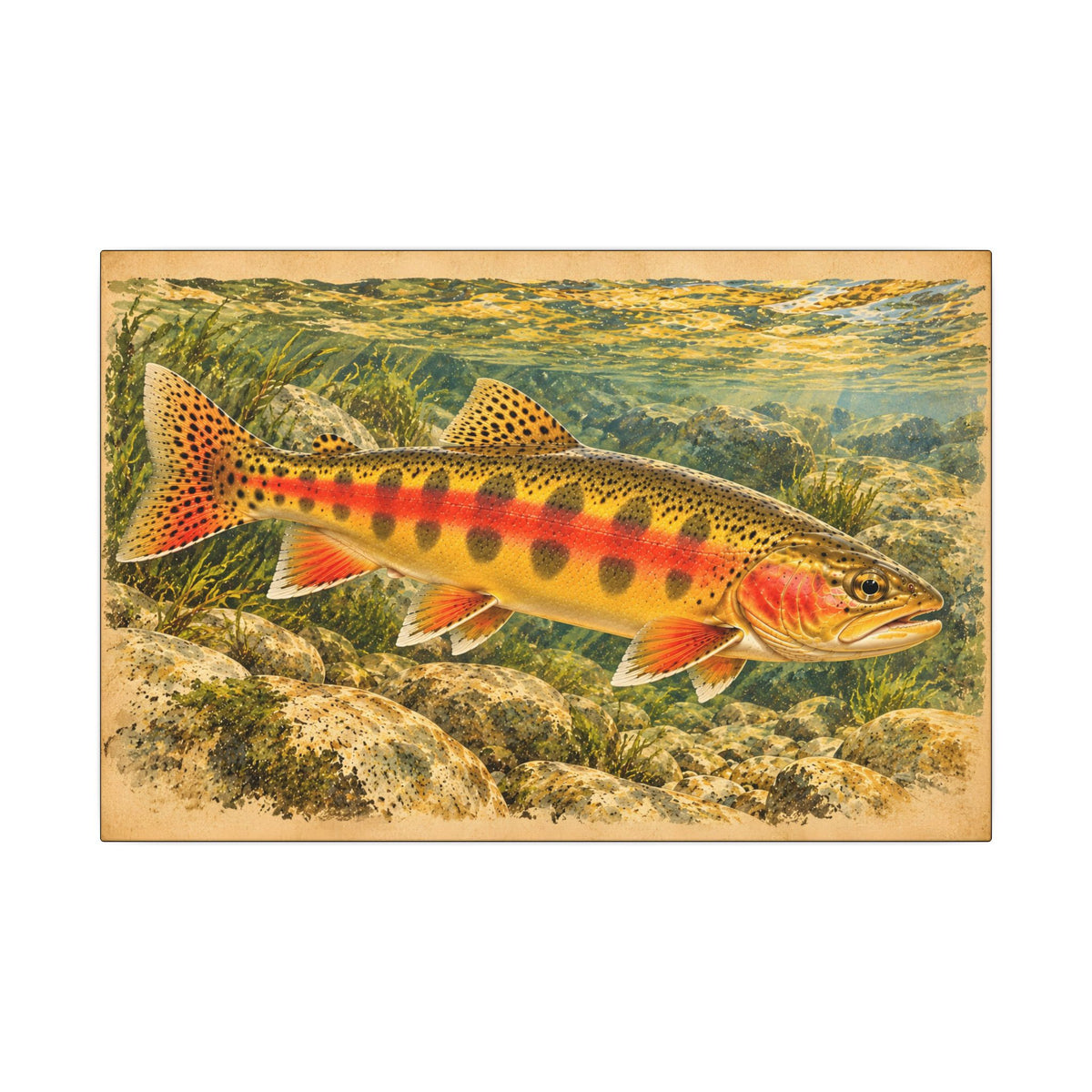 Vintage Underwater Portrait Golden Trout canvas wall art