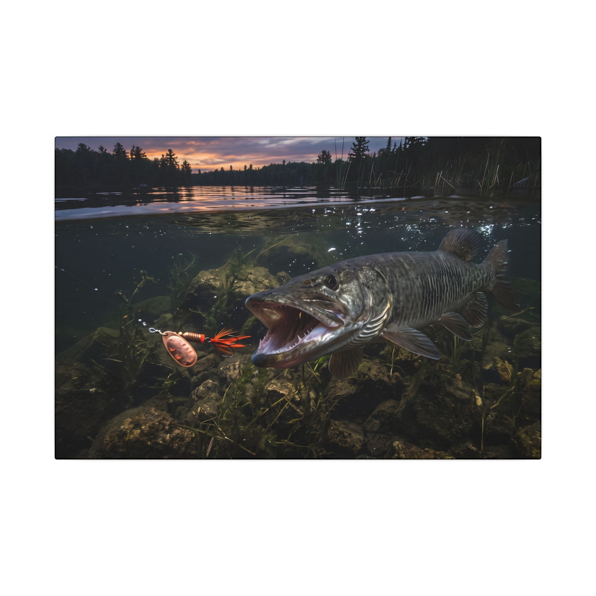 Sunset Spinner Strike Muskie canvas, 18x12 size view