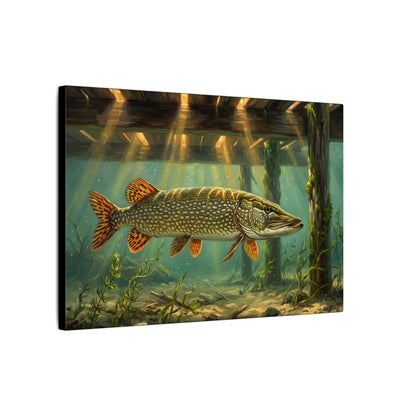 Under the Dock Northern Pike canvas, side angle
