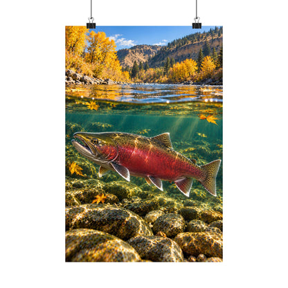 Clearwater Fall Coho Salmon vertical poster wall art, 12x18 size view