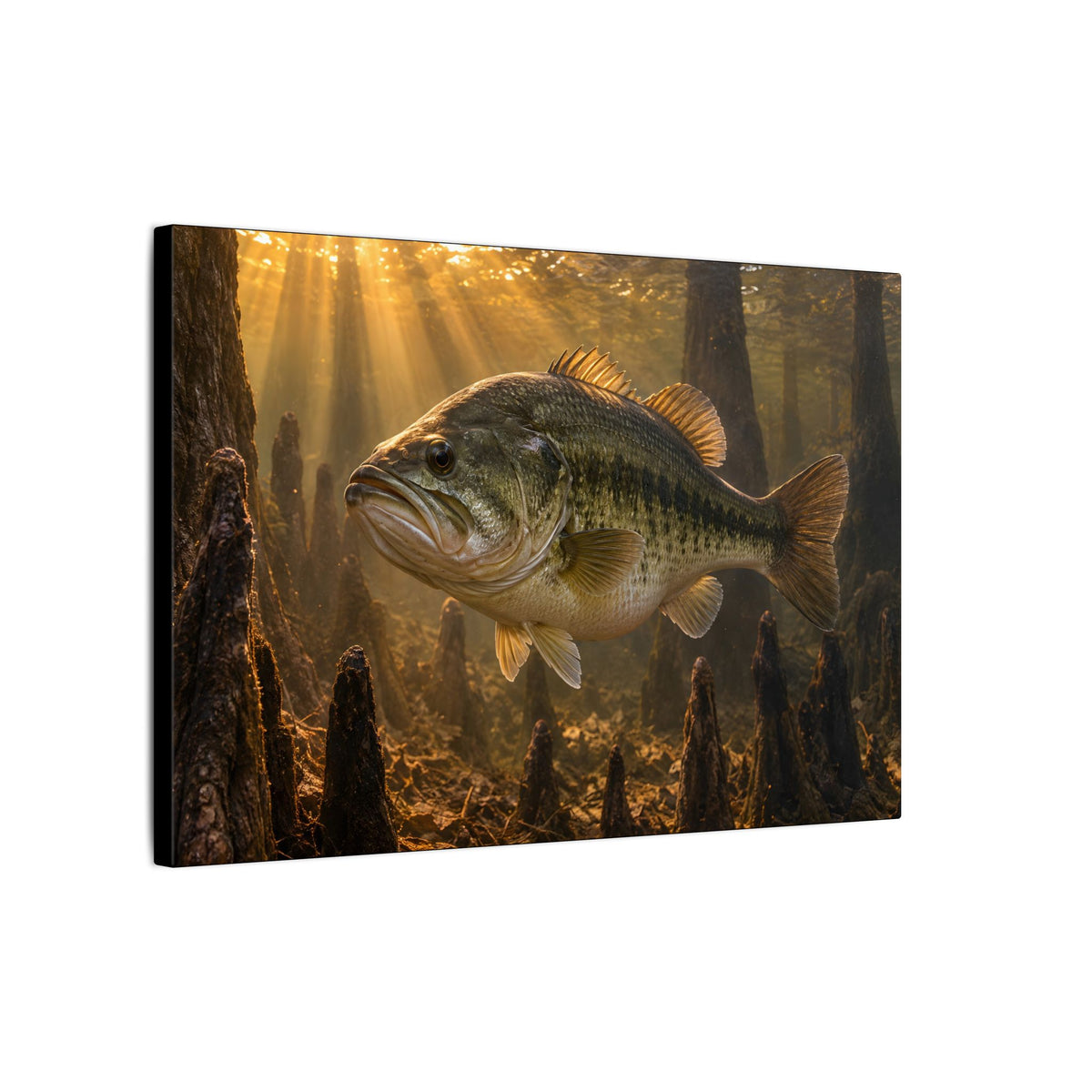 Sunrise Over the Cypress Knees Largemouth Bass canvas side angle