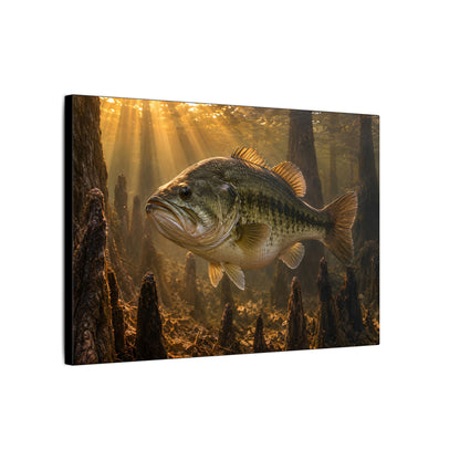 Sunrise Over the Cypress Knees Largemouth Bass canvas side angle