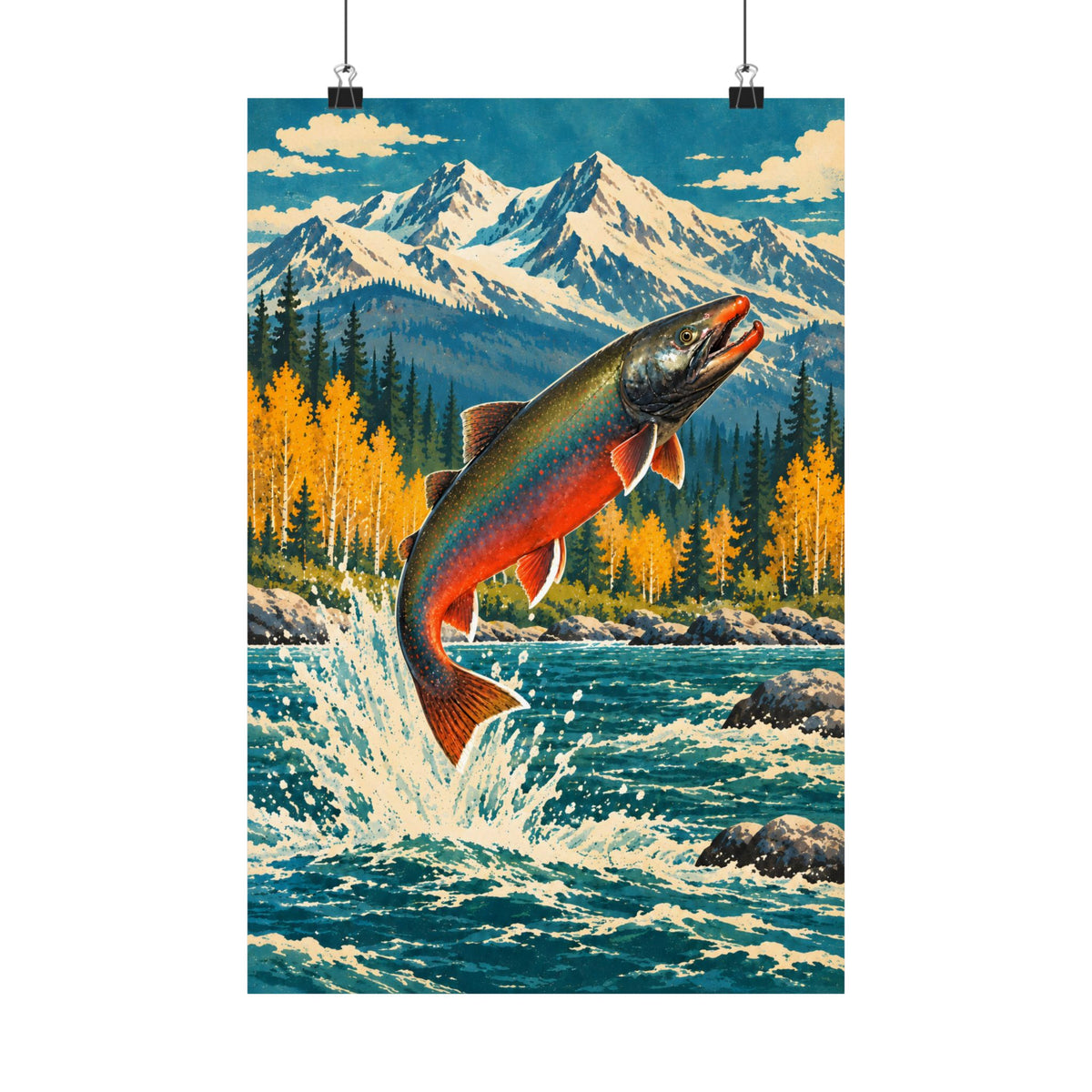 Leaping Mountain Autumn Vintage Dolly Varden poster wall art