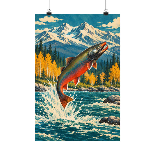Leaping Mountain Autumn Vintage Dolly Varden poster wall art