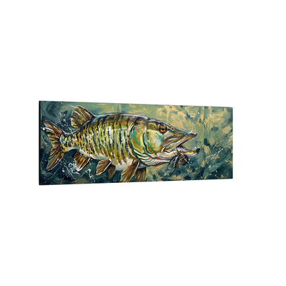 Legends Bold Northwoods Muskie Panorama long canvas wall art, view 4