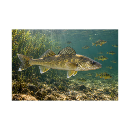 Perch School Ambush Walleye fishing poster close-up
