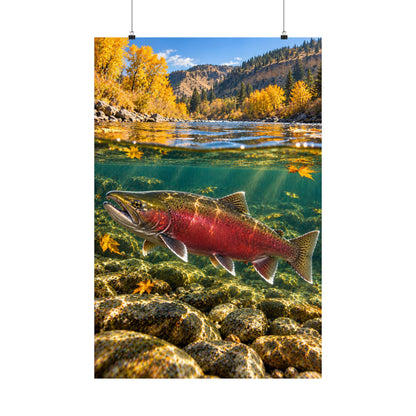 Clearwater Fall Coho Salmon vertical poster wall art, 24x36 size view