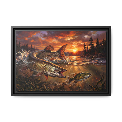 Sunset Muskie framed canvas, 24x16 size view